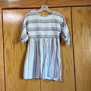 Girls white with black stripes dress